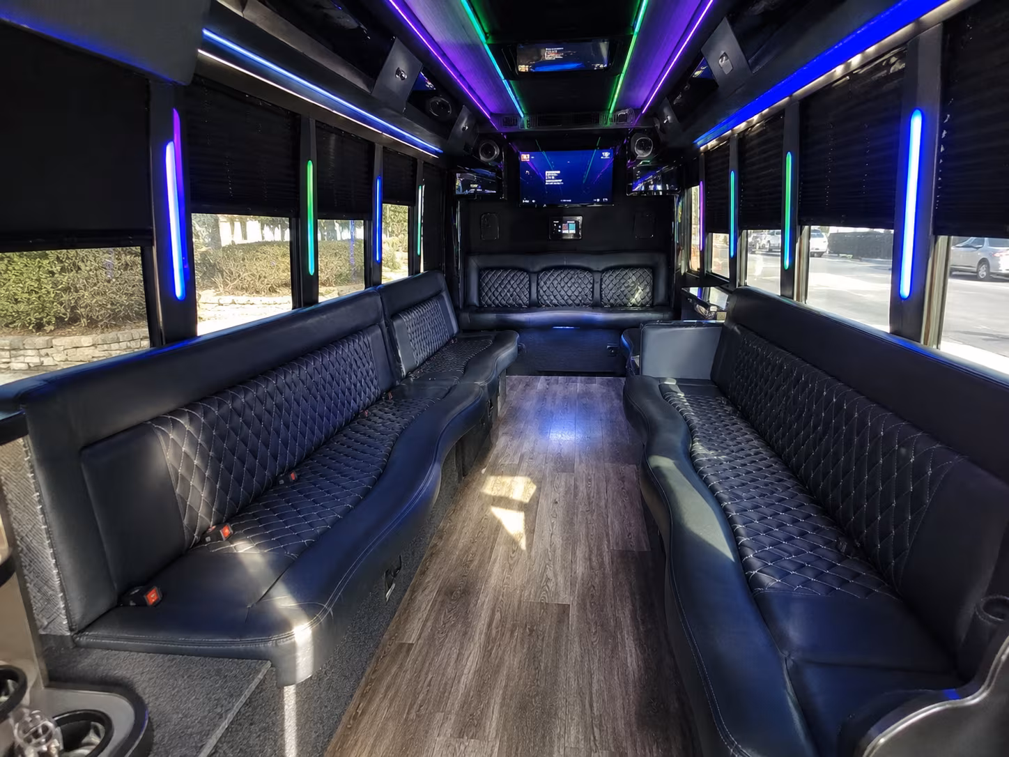 homestead 15 passenger party bus interior