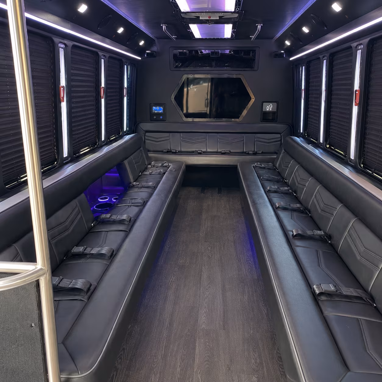 homestead 18 passenger party bus interior