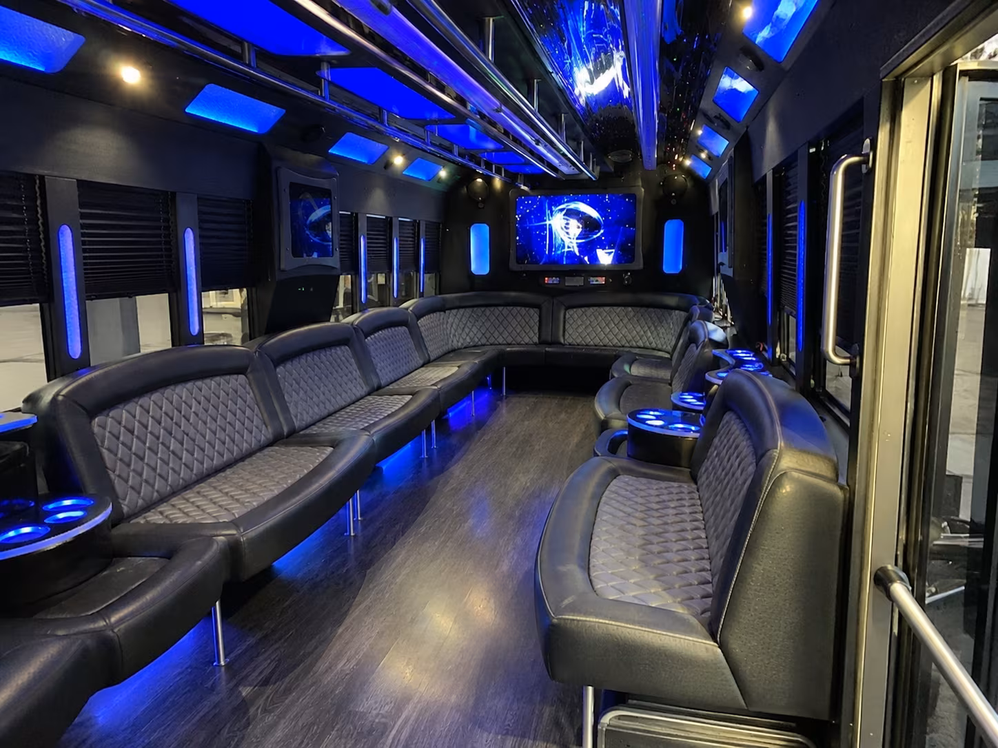 homestead 28 passenger party bus interior