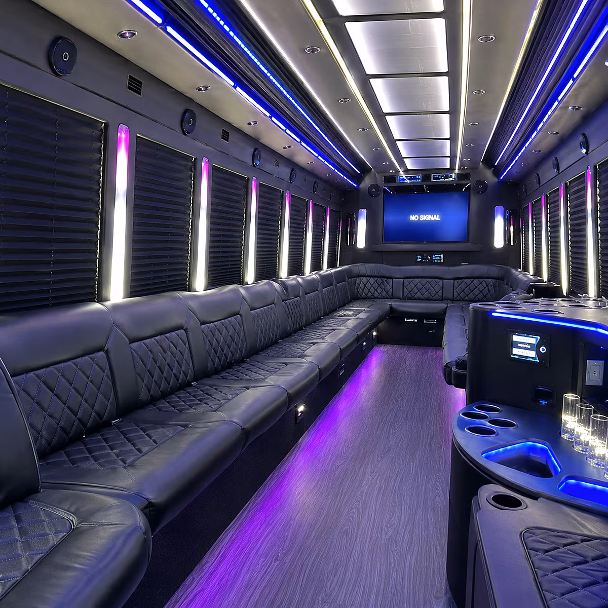 homestead 30 passenger party bus inside