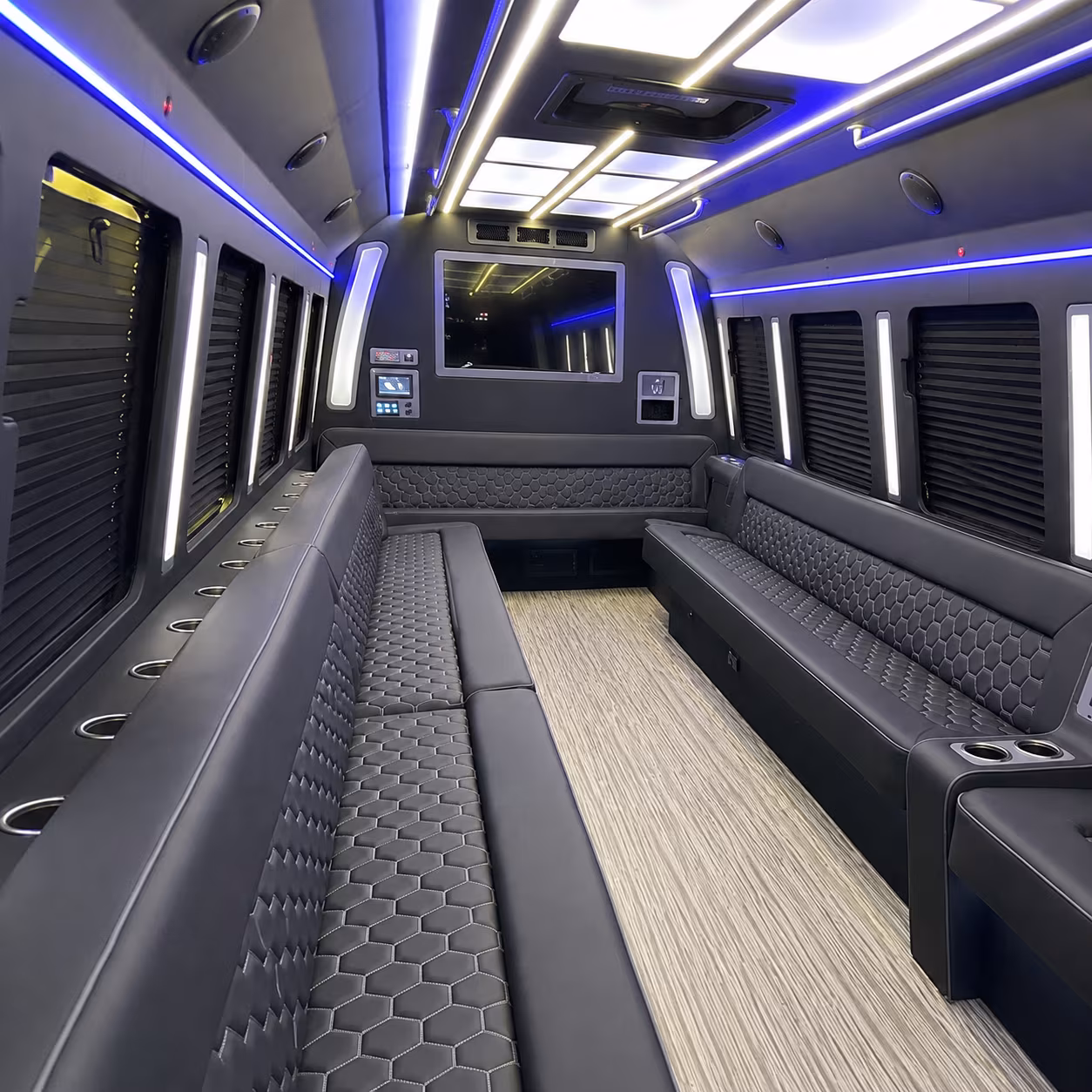 homestead 40 passenger party bus inside