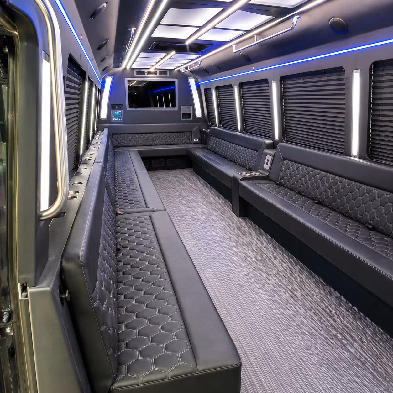 homestead 40 passenger party bus interior