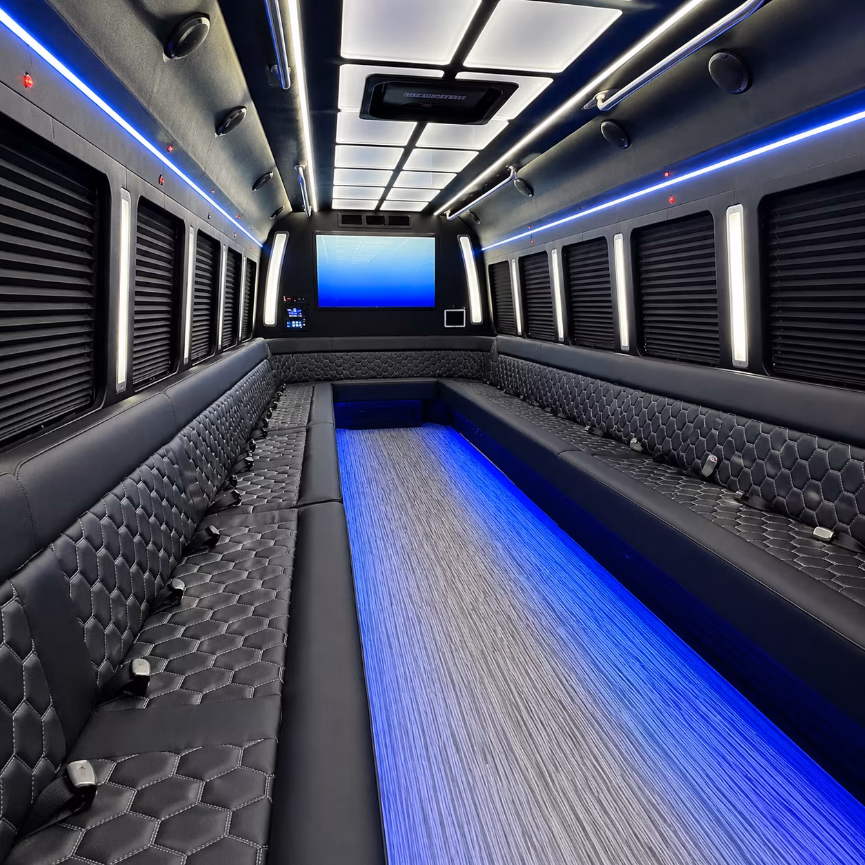 homestead 50 passenger party bus inside