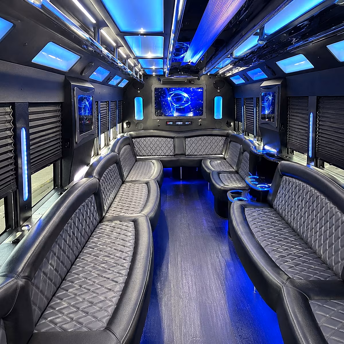 homestead 50 passenger party bus interior